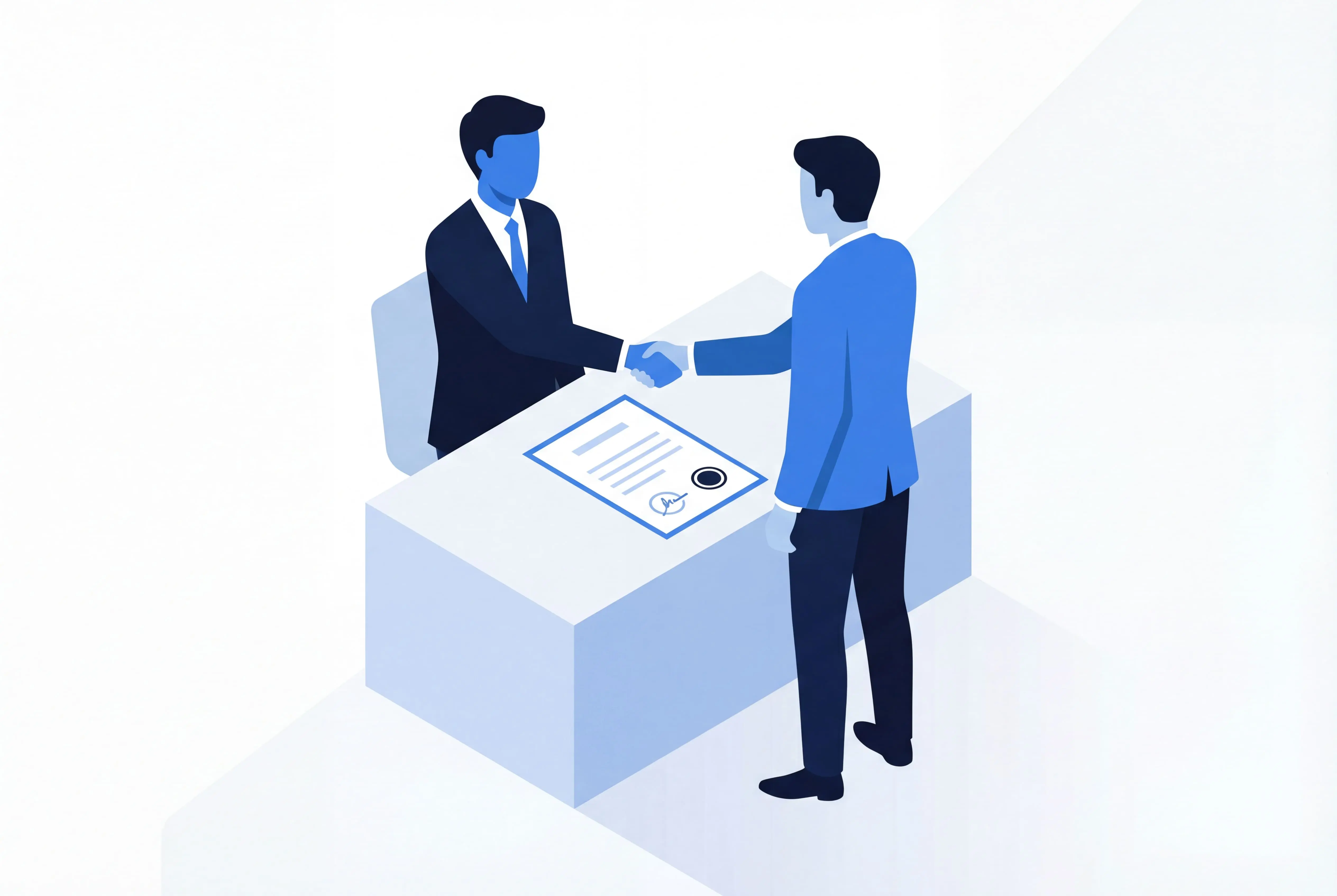 Create Non-Disclosure Agreement online - two business professionals signing NDA document at PaperPandaDocs
